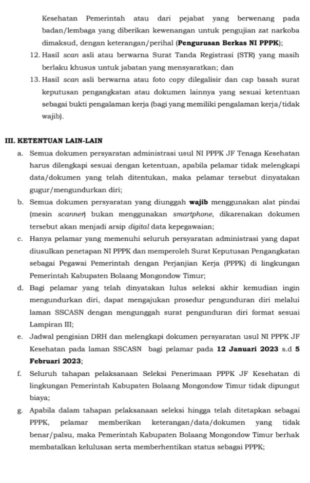 Ini Syarat Penerbitan Nomor Induk P3K Nakes Boltim