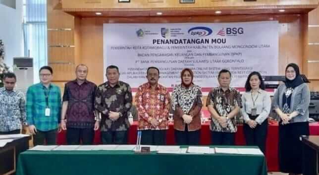 Tatong Bara Teken MoU Kasda Online Bersama PT Bank SulutGo, Pemkot Kotamobagu dan BPKPP Sulut