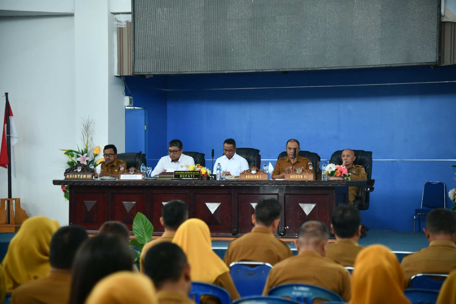 Bupati Boltim Sam Sachrul Mamonto Entry Meeting bersama BPK RI perwakilan Sulut, di Aula Lantai III Kantor Bupati Boltim, Senin 13 Maret 2023, Foto : Dinas Kominfo Boltim.