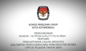 KPU Kotamobagu Buka Rekrutmen Calon KPPS Pilkada 2024, Berikut Persyaratannya