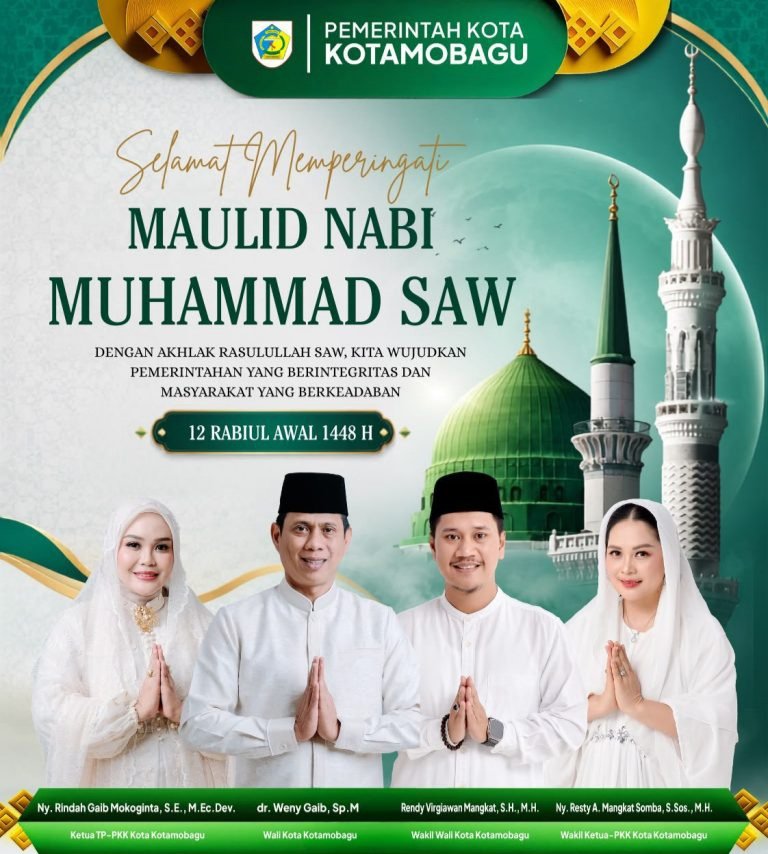 Wali Kota dan Wawali Kotamobagu Ucapkan Selamat Peringati Maulid Nabi Muhammad SAW
