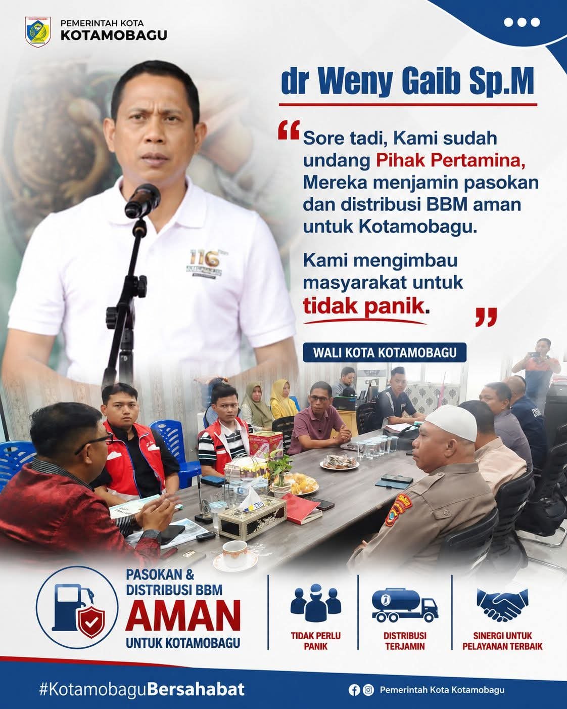 Rapat Koordinasi Bersama Pemkot Kotamobagu, Pihak Pertamina Pastikan BBM Aman